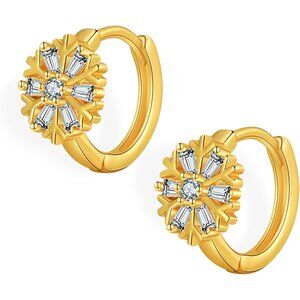 Gold Bow Hoop Earrings for Women, Cute Sparkly Rhinestone Cubic Zirconia Ribbon